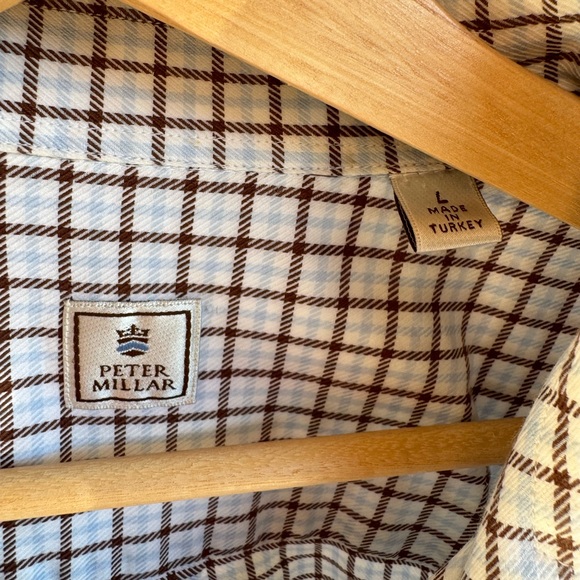 Peter Millar Plaid Brown White and Blue Size L - Picture 5 of 5
